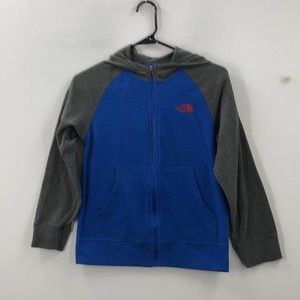 The North Face Boys Blue Pockets Raglan Sleeve Full Zipper Hoodie Size Medium